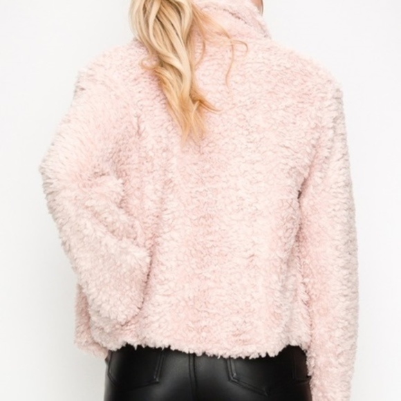 ANGIE Blush Faux Fur Coat - Picture 4 of 5